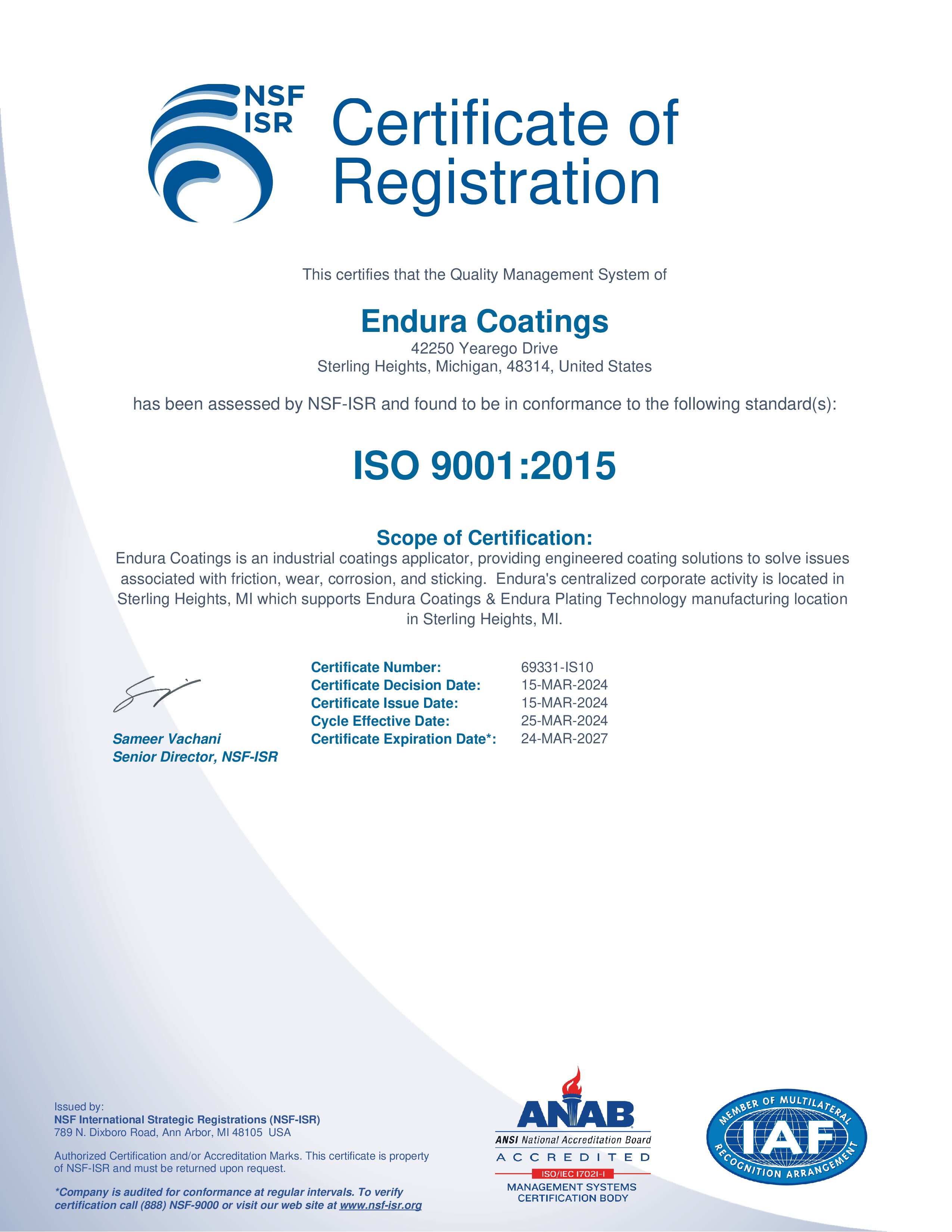 iso 9001 certificate